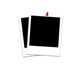 Two Blank Instant Photo Frames with Red Thumbtack
