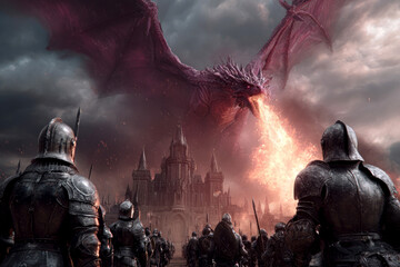 Obraz premium Epic Battle Against the Fire-Breathing Dragon