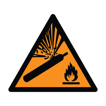 ISO 7010 W029 Pressurized Cylinder Warning Safety Sign, Explosive Gas Hazard Symbol.