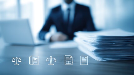 Legal consultation process law firm office professional meeting modern workspace close-up view justice and documentation