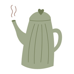 Vector illustration of a teapot in a hand-drawn style. Concept for cozy seasonal mood or pottery