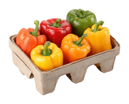 Colorful bell peppers display grocery store food fresh produce isolated on transparent background