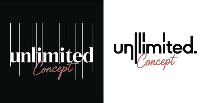 Naklejki Unlimited concept creative typography with vertical line accents and modern minimalist lettering for branding, poster, and t shirt design