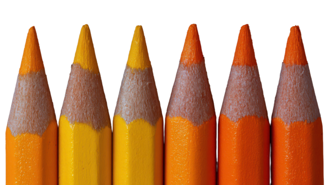 Colored Pencils Displaying Rich Textures and Gradients Isolate on Transparent Background, png