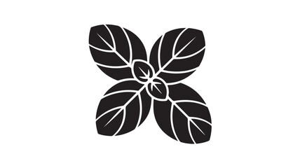 Obraz premium Elegant black basil leaf design for culinary creations and healthy living, perfect for recipe books, restaurant branding, and organic food packaging, a fresh gourmet touch