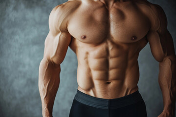 Fototapeta premium Picture of bodybuilder man in gym, muscular training created with generative AI