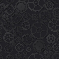 Black clockwork seamless pattern