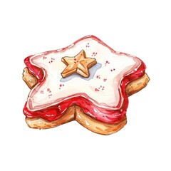 An isolated Christmas butter jelly cookie with sugar icing christmas dessert holiday.