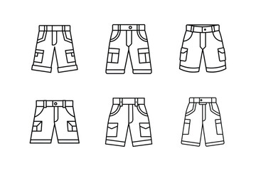 cargo shorts icon line art vector illustration