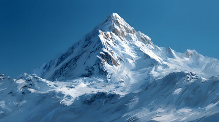 Obraz premium Snow-covered mountain peak clear blue sky bright daylight