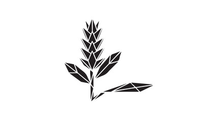 Modern geometric black wheat stalk silhouette symbolizing growth and agriculture, perfect for branding and design projects.