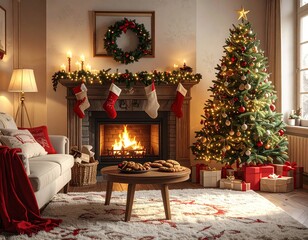 fireplace with christmas decorations