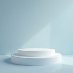 white podium with blue sky