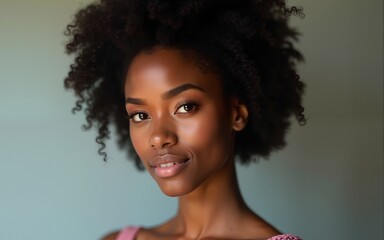 Portrait of beautiful woman with afro hairstyle. High quality
