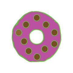 Vibrant Purple Donut with Brown Spots Graphic