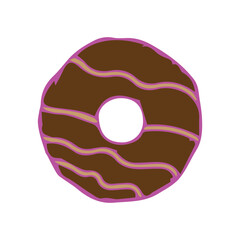 Sweet Chocolate Frosted Donut with Wavy Icing Illustration