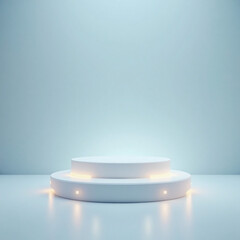 white podium on blue background
