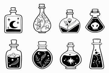 Spooky Alchemy Potion Set &ndash; Witchcraft and Wizardry Vector