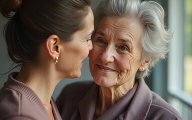 Mature woman and her old mother. High quality