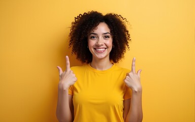 Hispanic woman with curly hair standing over isolated background pointing to both sides with fingers, different direction disagree. High quality
