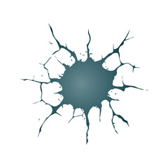 Abstract Cracked Hole Graphic Element with Radial Shatter