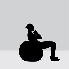 Silhouette of a woman in a Pilates pose, a fitness exercise. Illustration design.