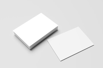 Postcard A6 for mockup isolated on gray background. Blank white 3D rendering