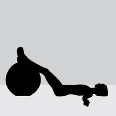 Silhouette of a woman in a Pilates pose, a fitness exercise. Illustration design.