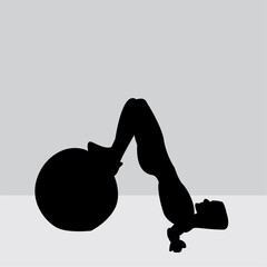 Silhouette of a woman in a Pilates pose, a fitness exercise. Illustration design.