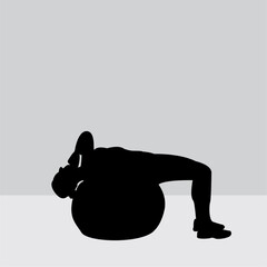 Silhouette of a woman in a Pilates pose, a fitness exercise. Illustration design.