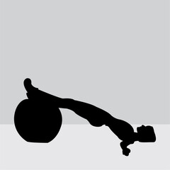 Silhouette of a woman in a Pilates pose, a fitness exercise. Illustration design.