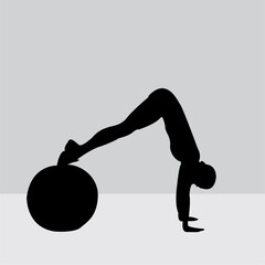 Silhouette of a woman in a Pilates pose, a fitness exercise. Illustration design.