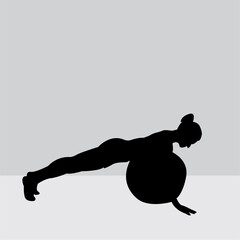 Silhouette of a woman in a Pilates pose, a fitness exercise. Illustration design.