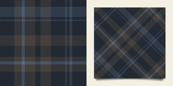 Plaid fabric texture with blue and brown hues