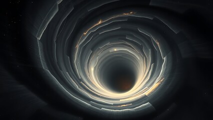 A dark matter vortex warping the fabric of spacetime, with light bending into impossible shapes.