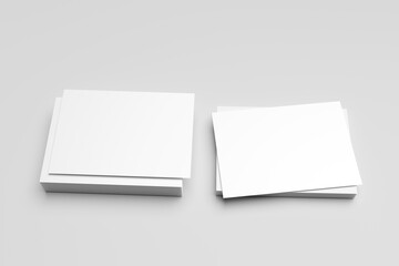 Postcard A6 for mockup isolated on gray background. Blank white 3D rendering