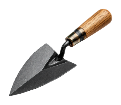 Using a trowel for precision gardening in an workspace isolated on transparent background