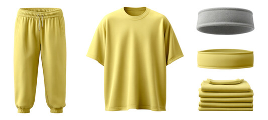 Yellow Sportswear Collection with Shirt, Pants, and Accessories