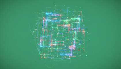 Abstract digital grid with colorful lights representing advanced technology and innovation, ideal for tech-related projects.