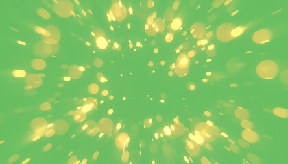 Abstract green background with shimmering golden bokeh effects, perfect for festive designs and creative projects.