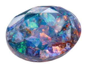 Vibrant opal gemstone showcase natural light isolated on transparent background
