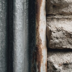 Photo of corrugated metal surface texture neutral tones calm