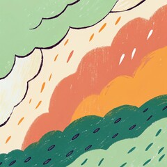 hand drawn premium abstract wavy mountainous landscape vibrant colors textured patterns dynamic shapes dramatic lighting, digital art expressionist style background