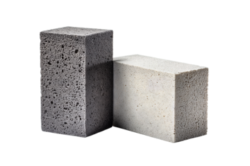 Two rectangular foam blocks outlined in wireframe with rounded edges and light granite-gray strokes, one slightly tilted, clean technical illustration, isolated on transparent background.
