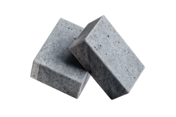 Two rectangular foam blocks outlined in wireframe with rounded edges and light granite-gray strokes, one slightly tilted, clean technical illustration, isolated on transparent background.
