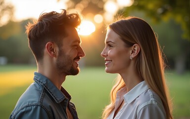 Young couple having relationship problems arguing outdoors. High quality