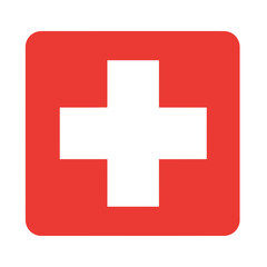 Obraz premium Red square with a white cross symbol.