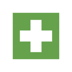 Obraz premium Green square with a white cross symbol.