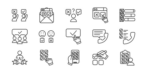Survey Feedback Outline Icons Research, Opinion, and Analysis
