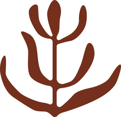 Obraz premium Minimal botanical vector featuring abstract brown leaves and organic plant shapes with modern natural decorative design elements.